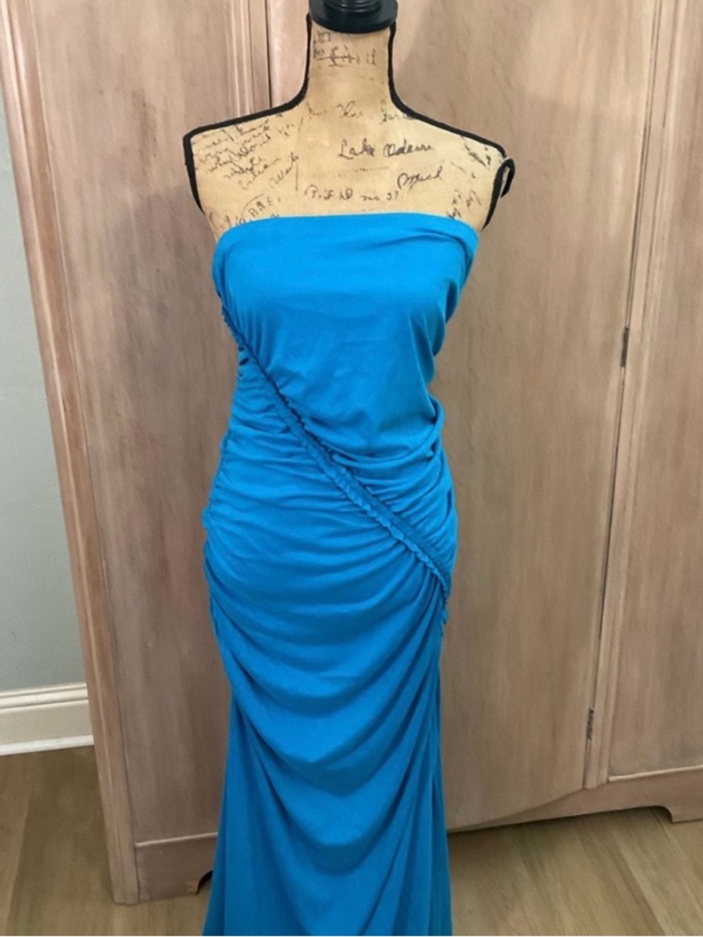 Anthropologie The Gabbie Strapless Ruched Tube Dress by Celandine Dark Turquoise